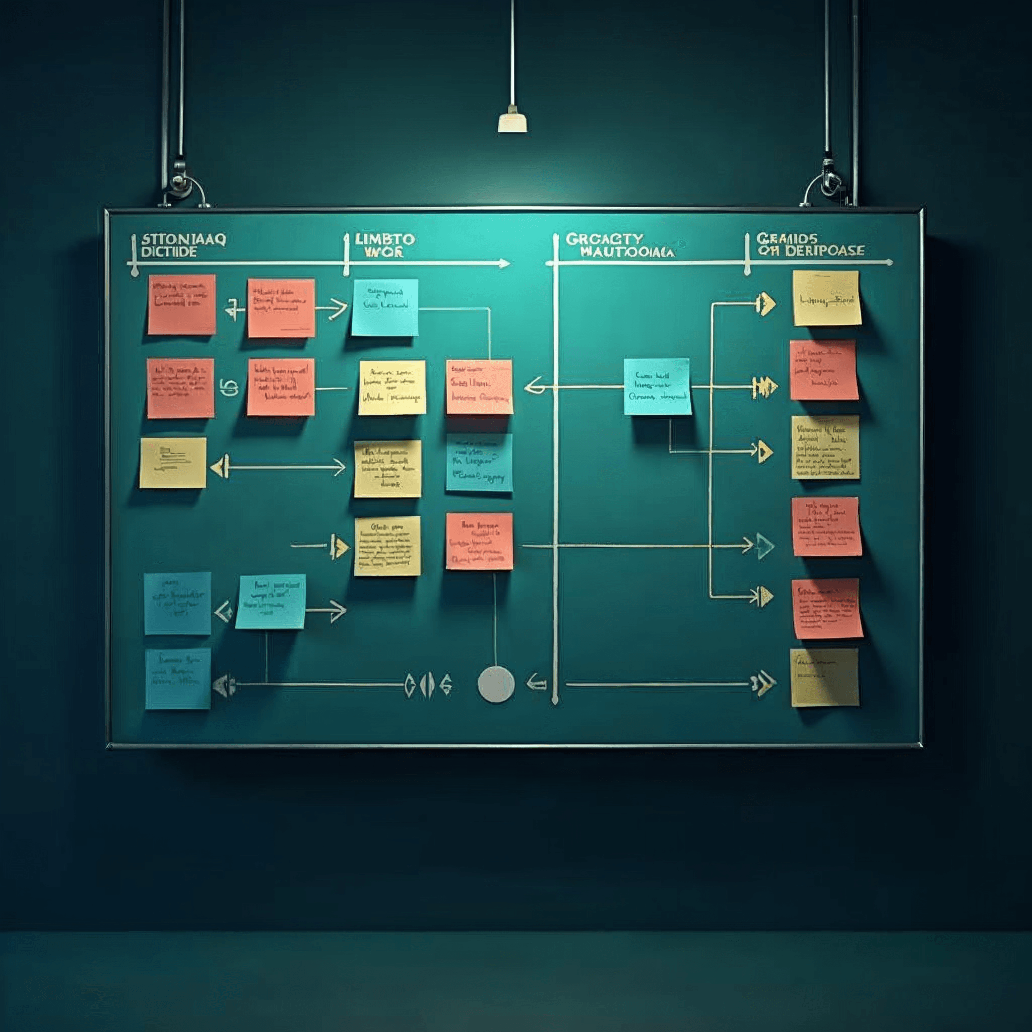 Workflow planning board with connected tasks and systems